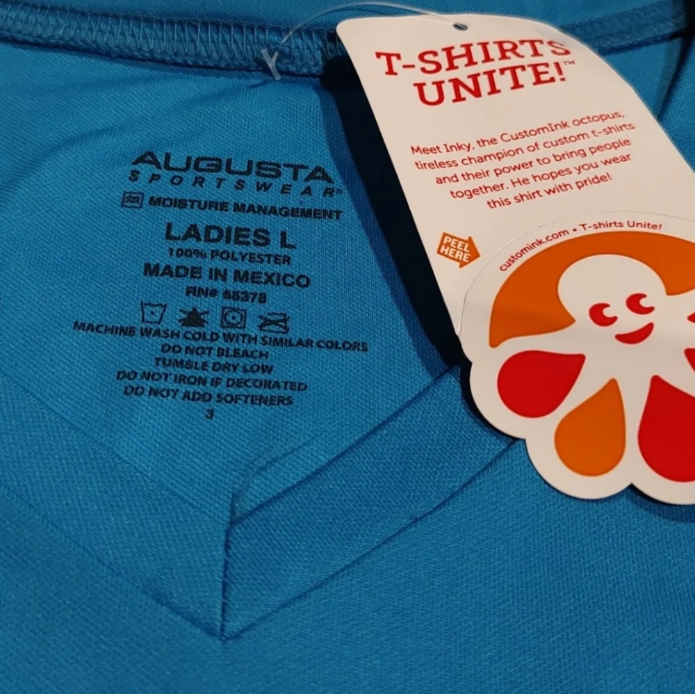 Augusta Sportswear v+neck blue Large T-Shirt for adventurous woman loves skiing